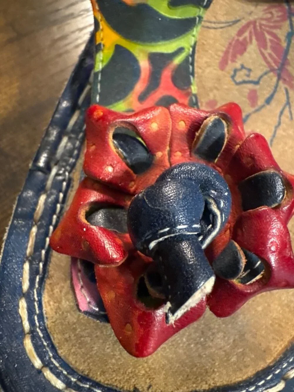 L'Artiste Aldora Sandals Hand Painted Leather Sz 38